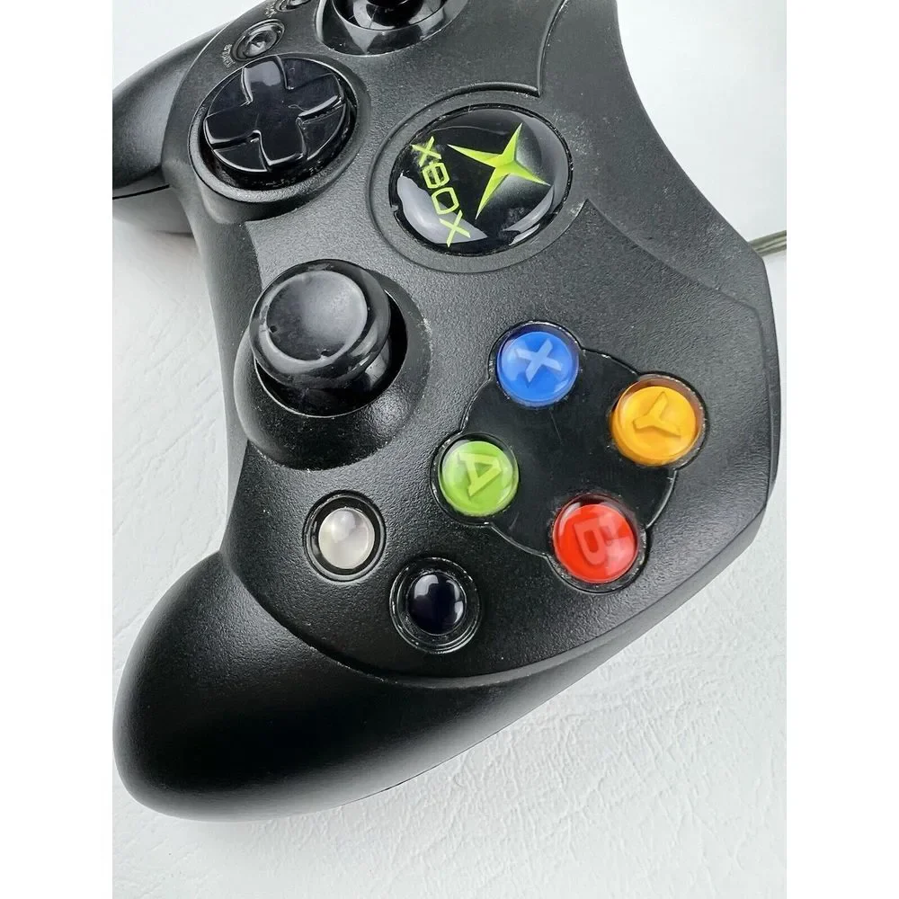 Original Wired Microsoft Xbox Controller S in Black No. X08-69873